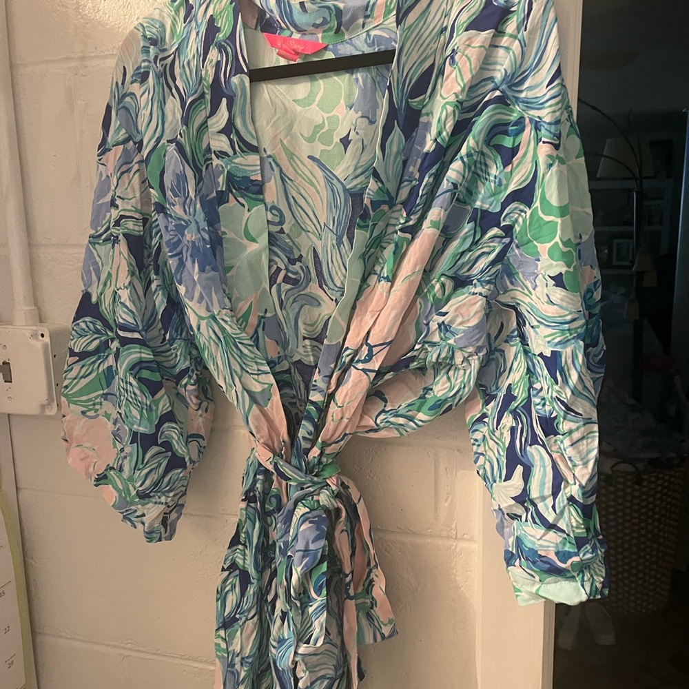 Lilly Pulitzer Blue and Green Floral Wraps size xl